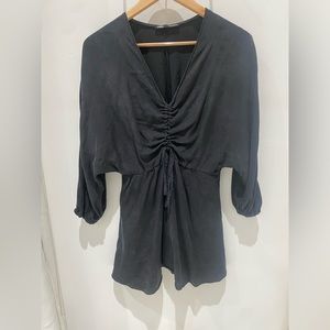 ZARA Ruched Front Mini Black Dress Size M